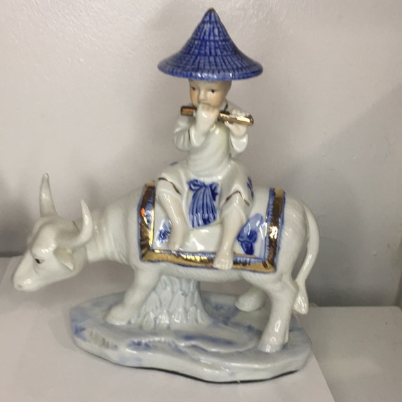 Vintage Made In Taiwan Asian Pair Ridding Water Buffalo - Picture 2 of 11